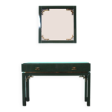 Emerald Green Console with Mirror, Italy, Set of 2