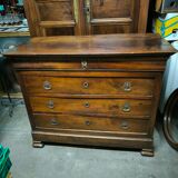 Louis Philippe period chest of drawers in solid walnut