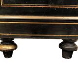 Napoleon III bookcase, blackened wood inlaid with brass, ivory and mother-of-pearl