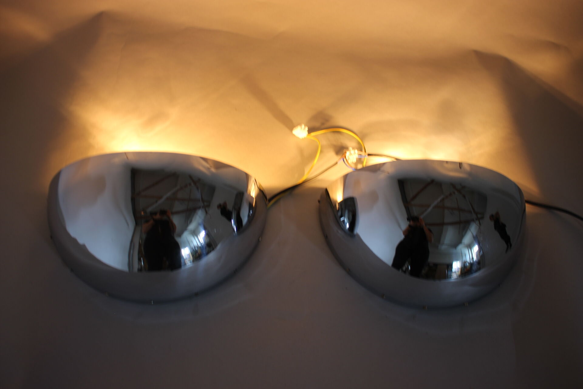 1930s pair of bauhaus chrome plated wall lamps/scones, czechoslovakia