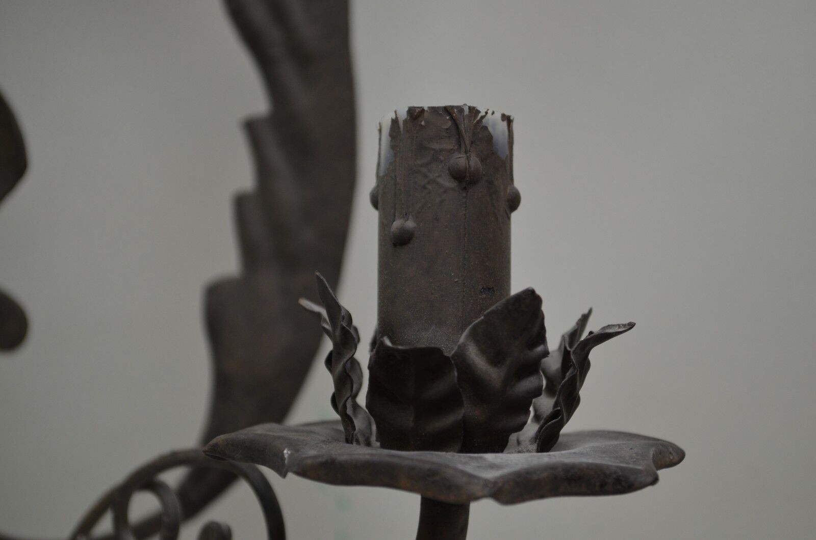 Pair of grey patinated iron wall lamps