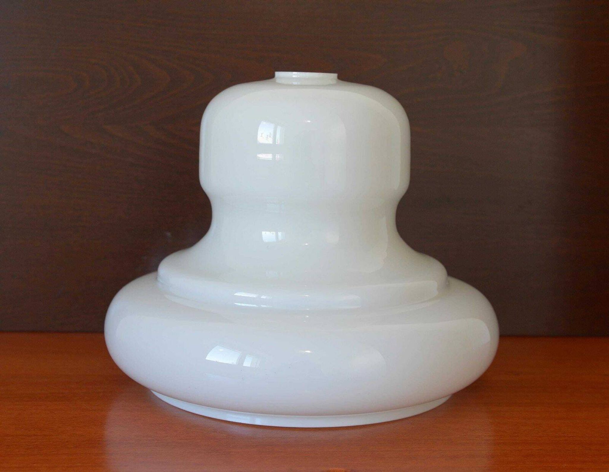 Vintage White Glass Pendant Shade, Large Glossy Glass Lampshade, 1970s–80s Yugoslavia, Diy Lighting