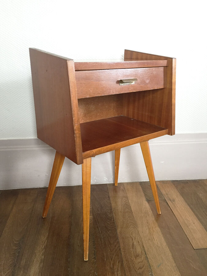 Chevet vintage pieds compas, années 60