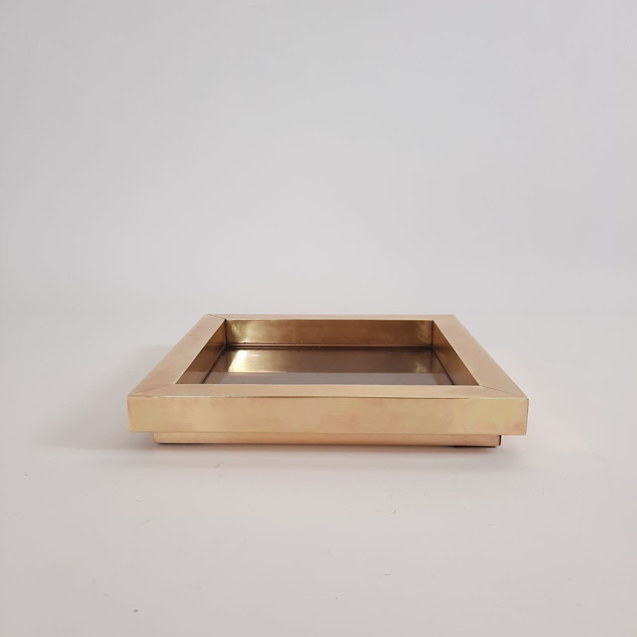 Vintage brass empty/centerpiece with engraved signature by Romeo Rega