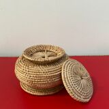 Vintage basket in braided rattan