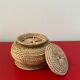 Vintage basket in braided rattan