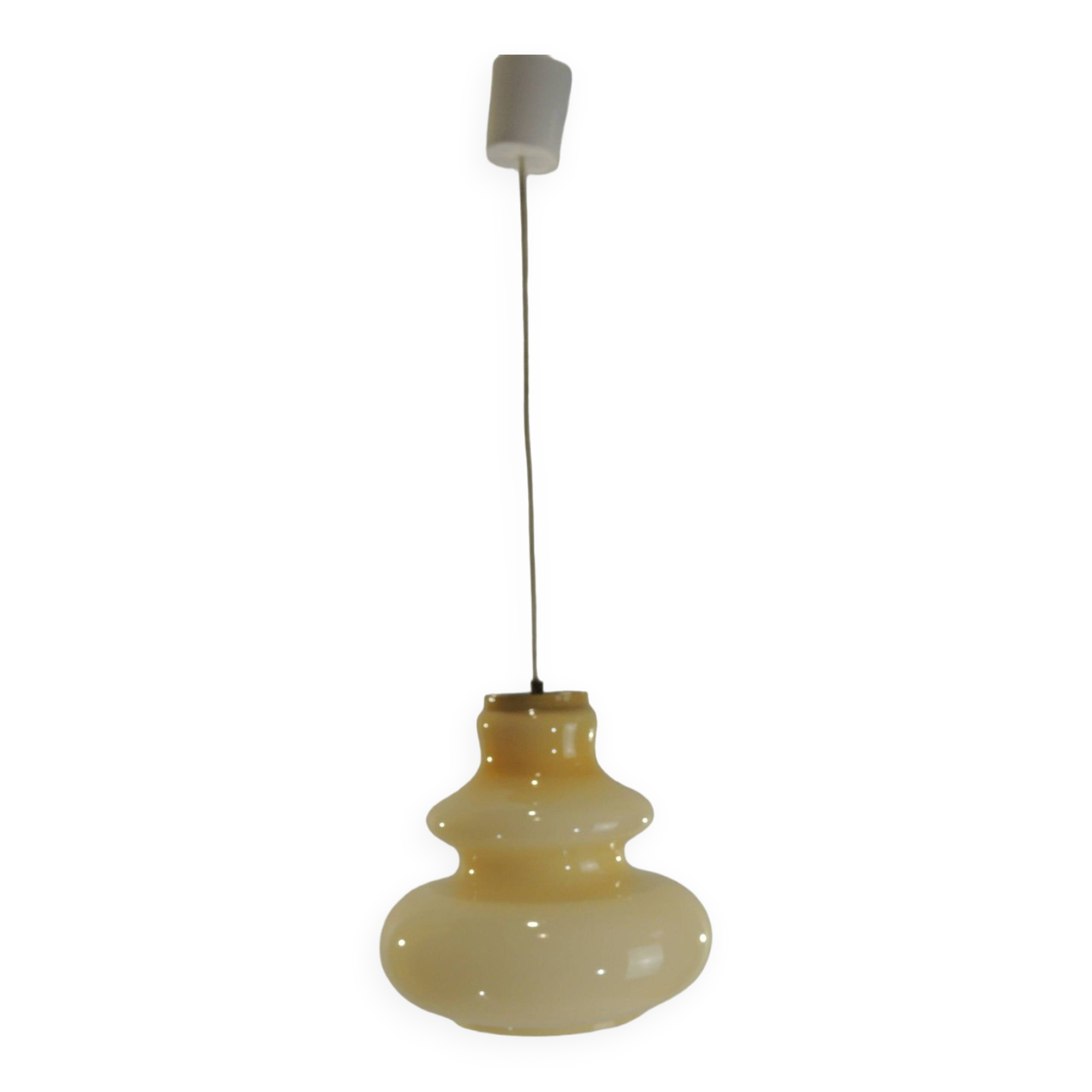 Vintage opaline glass pendant light from the space age 1960s