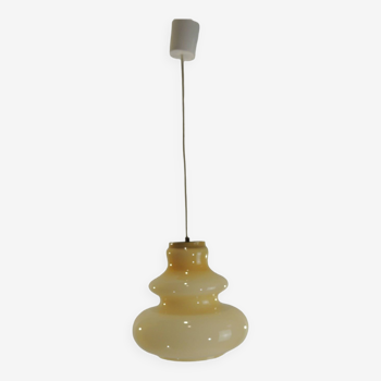 Vintage opaline glass pendant light from the space age 1960s