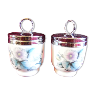 Coquetiers, pair of English cooked eggs