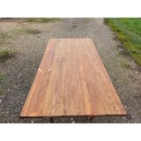 Country farmhouse table in pine and walnut, 1 drawer