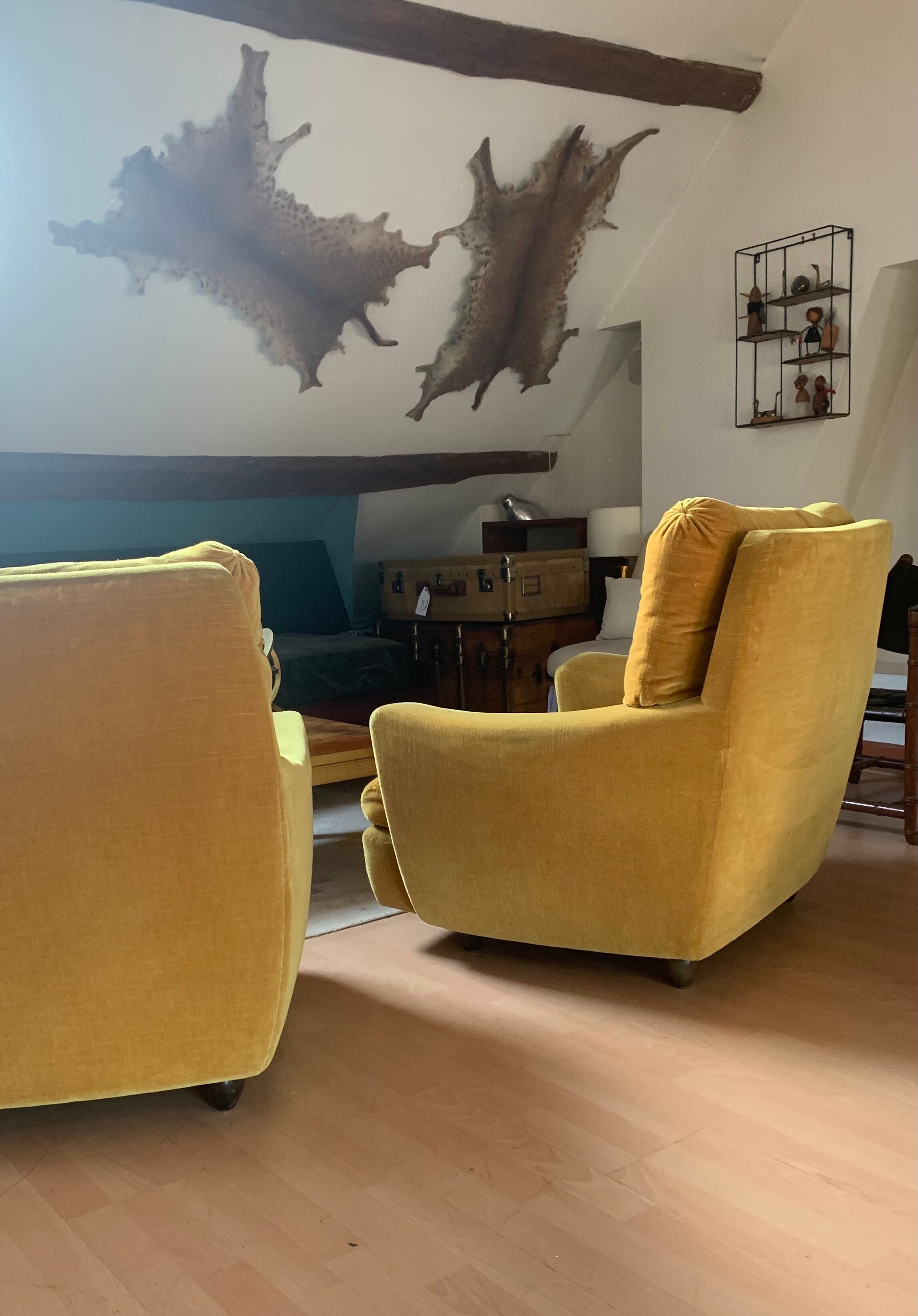 Pair of vintage mustard yellow armchair