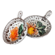 Set of 2 La Roue Vallauris pans – vintage ceramic with floral decoration