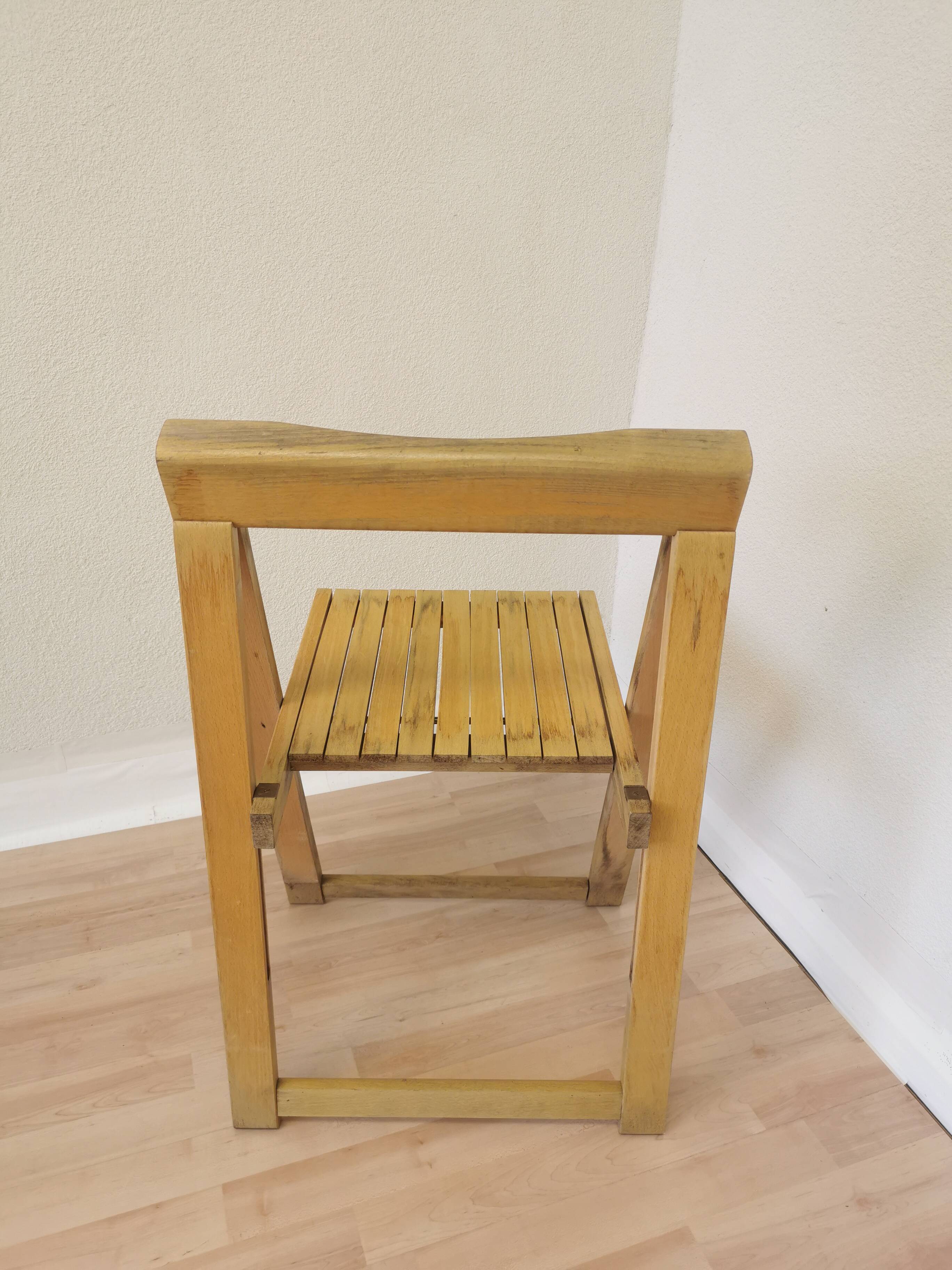 Vintage Aldo Jacober Folding Wooden Chair: Mid-Century Trieste Stool