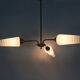 Lustre ancien à 3 branches, laiton et tubes en verre clichy, luminaire vintage. Année 60