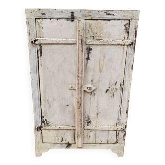 Ancien chevet - cabinet tribal en teck birman
