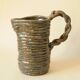 Boudin pitcher with twisted handle - Grey blue stoneware pottery