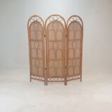 Italian rattan and wicker room divider 1960s