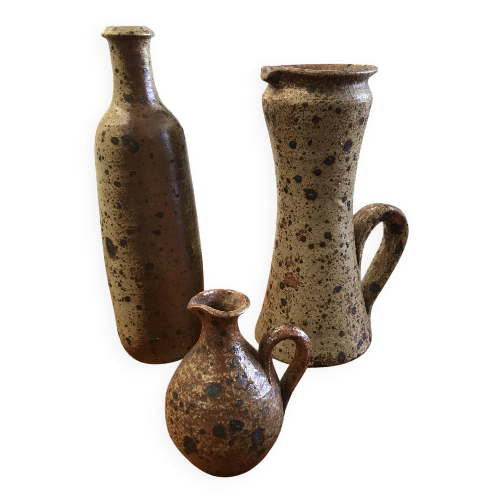 Lot de trois vases en grés pyrite