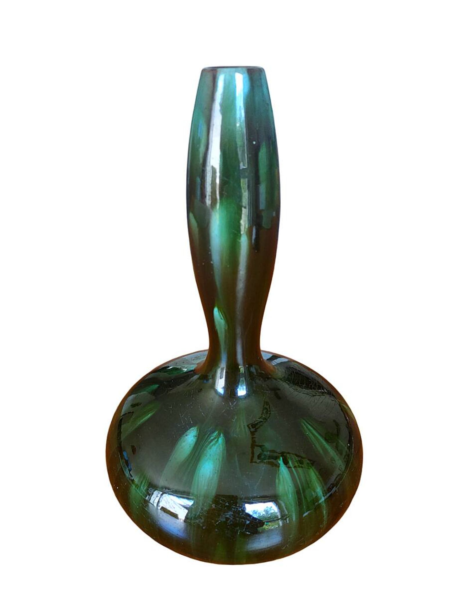 Art Nouveau 1900 ceramic soliflore vase, Clément MASSIER, Golfe-Juan (AM)