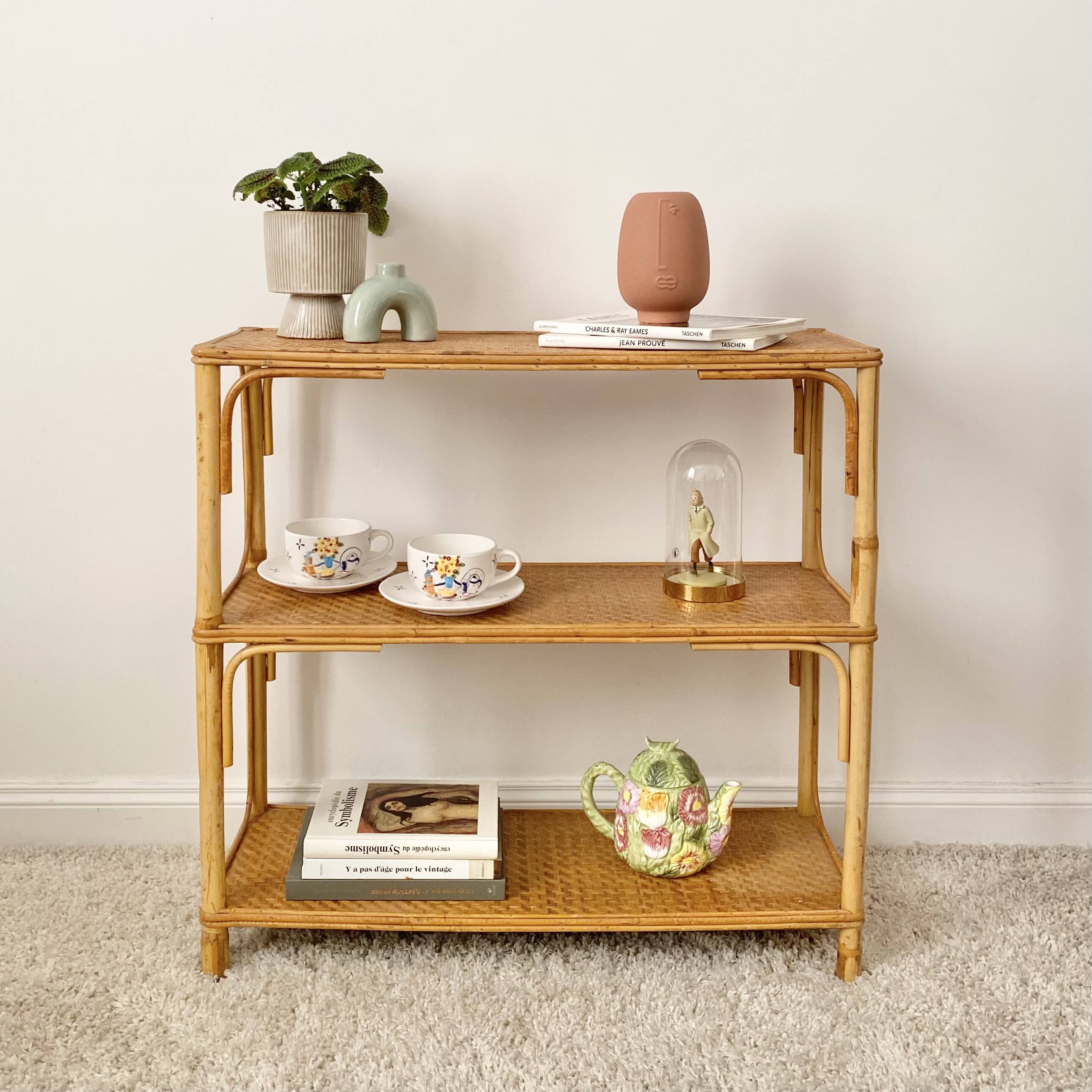 vintage rattan shelf