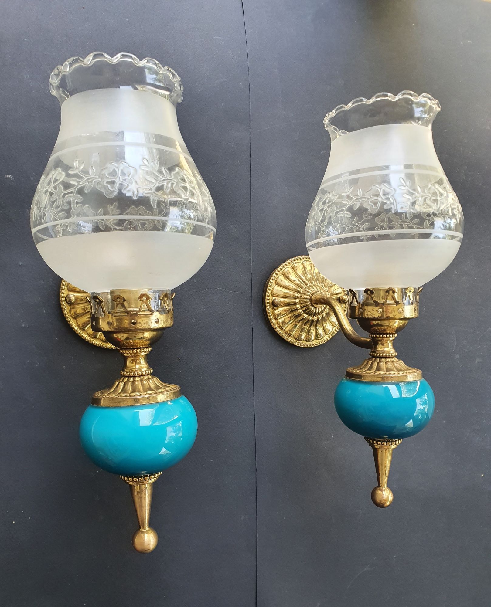 Pair of antique gold wall sconces