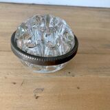 Pique flowers in metal circled glass