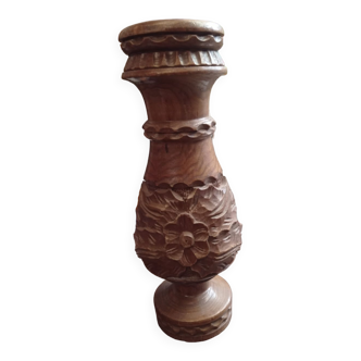 Vintage walnut carved vase