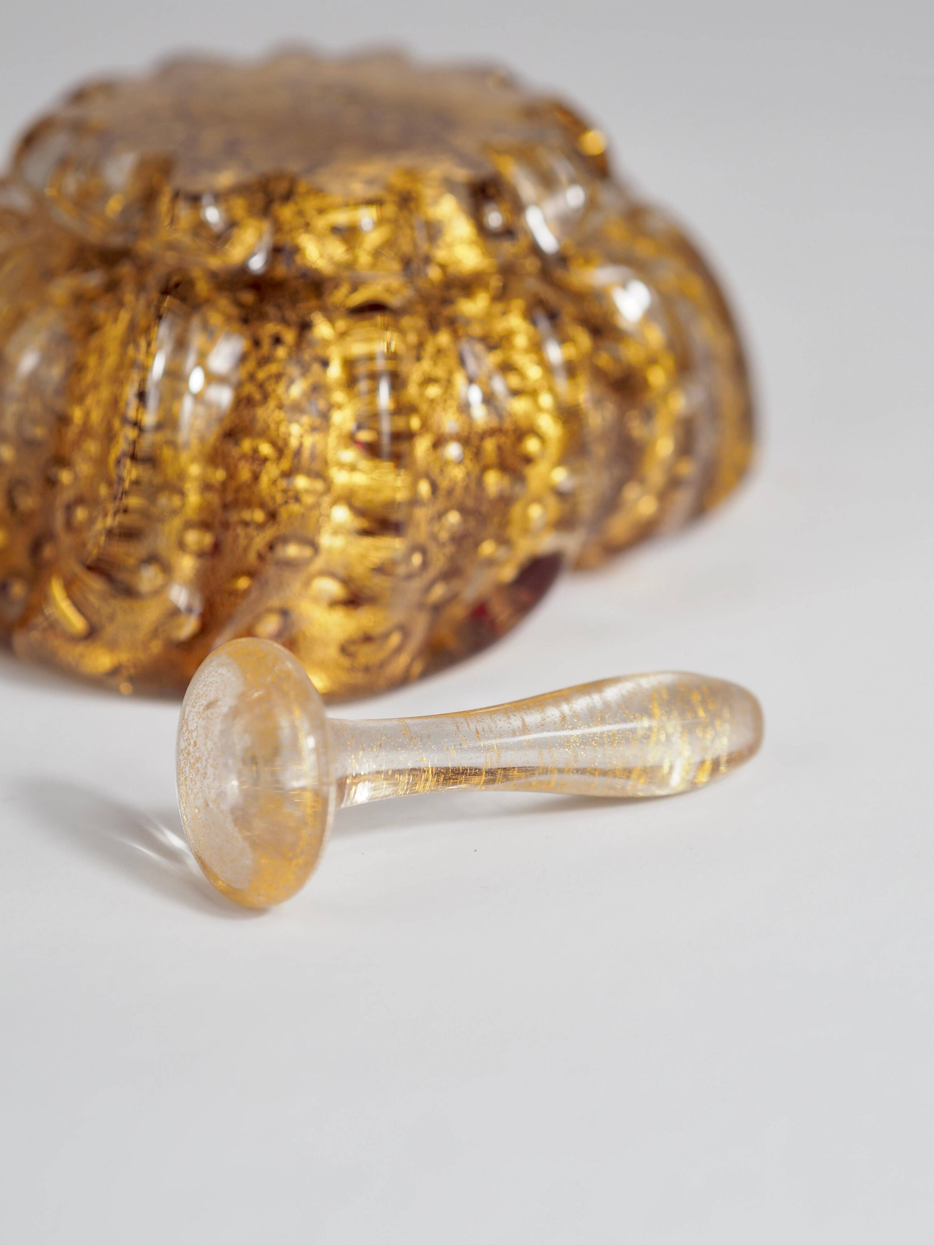 Barovier&Toso Murano "Cordonato d'Oro" Art Glass Bowl and Rare Glass Tamper