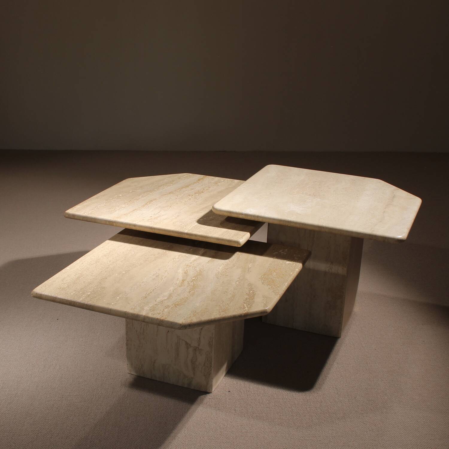 Nesting Table Set in Travertine | Italy 1970s