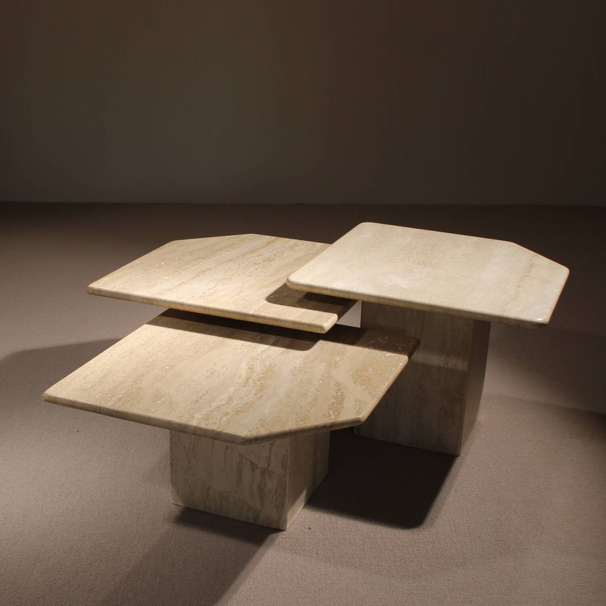 Nesting Table Set in Travertine | Italy 1970s