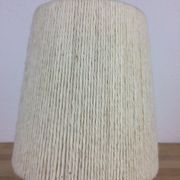 Art Deco ball lamp, white tense ceramic, wool lampshade