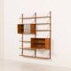 Scandinavian vintage shelving wall unit with a bureau and bar cabinet, Den