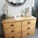 Vintage solid pine English trade counter furniture