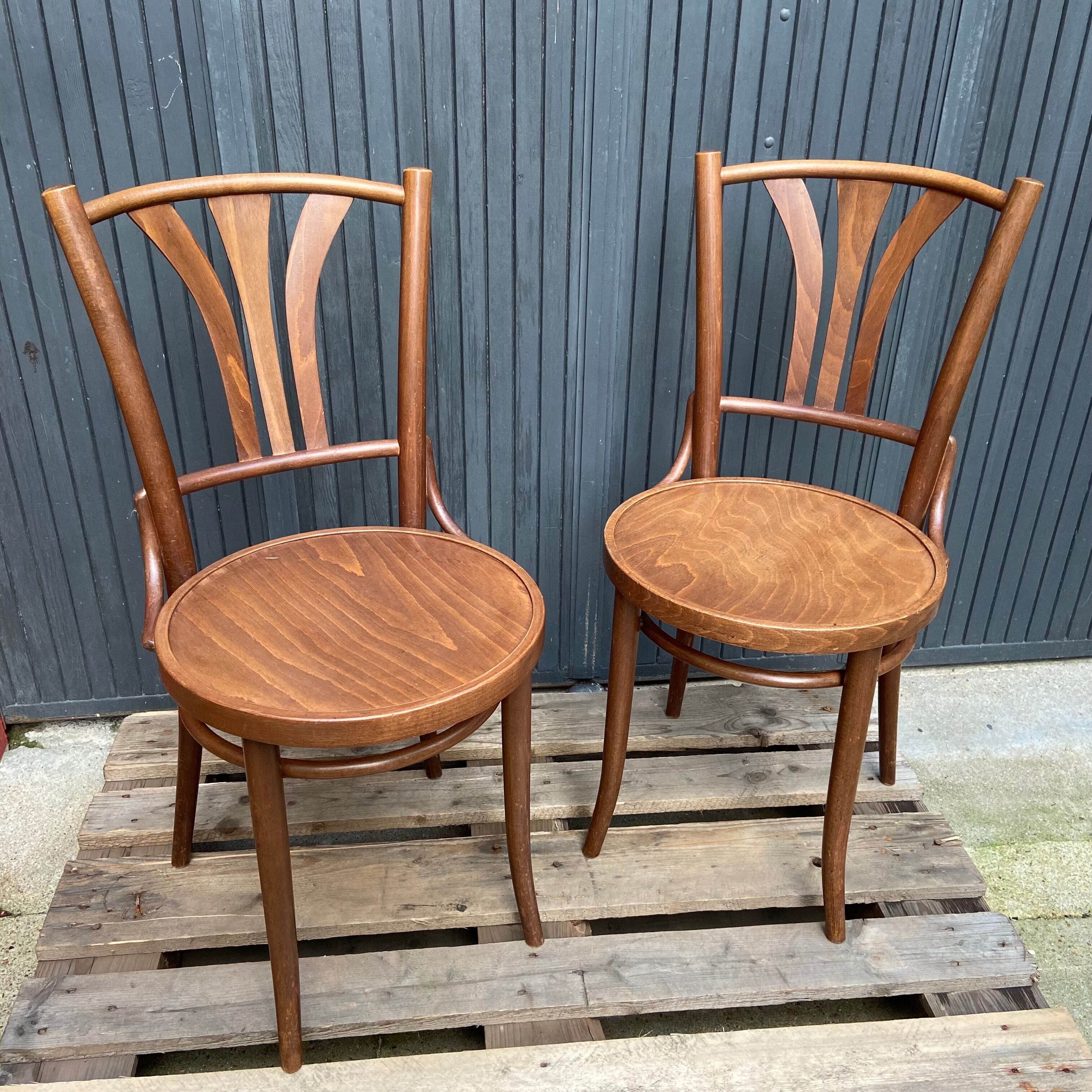 Lot de 2 chaises bistrot en bois courbé