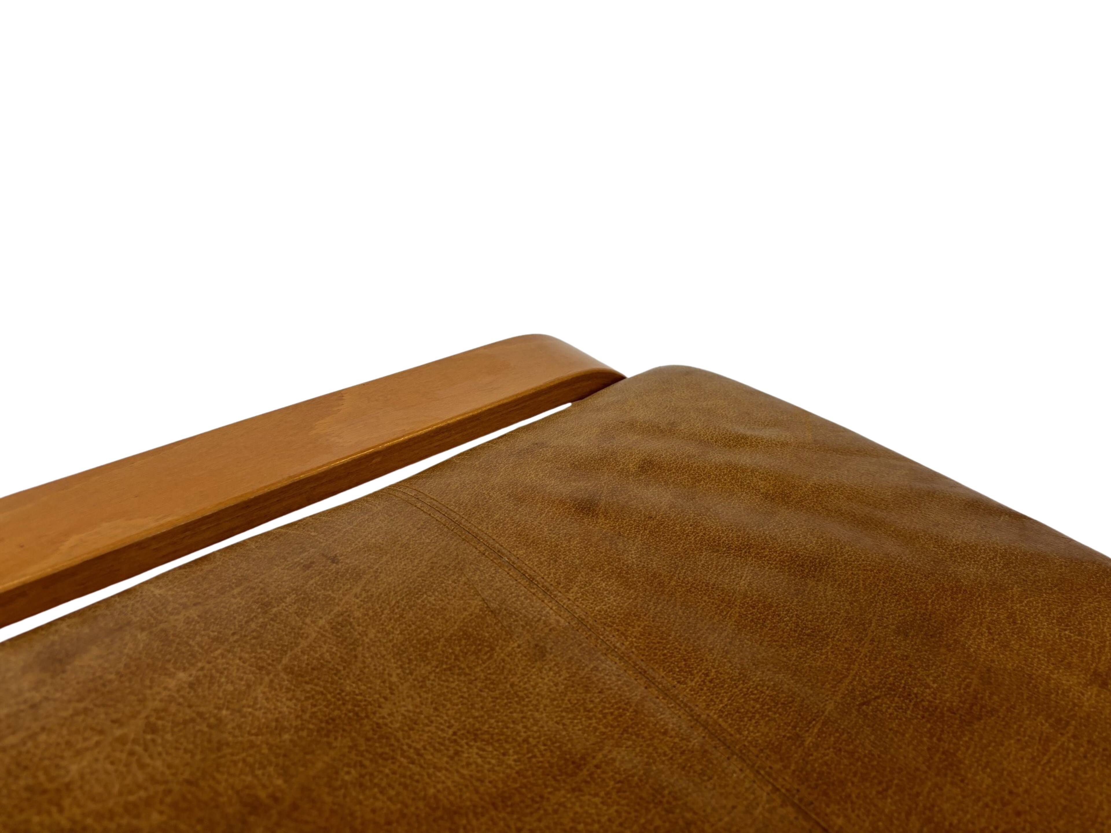 Vintage ikea poang tan cuir cantilever repose-pieds ottoman design