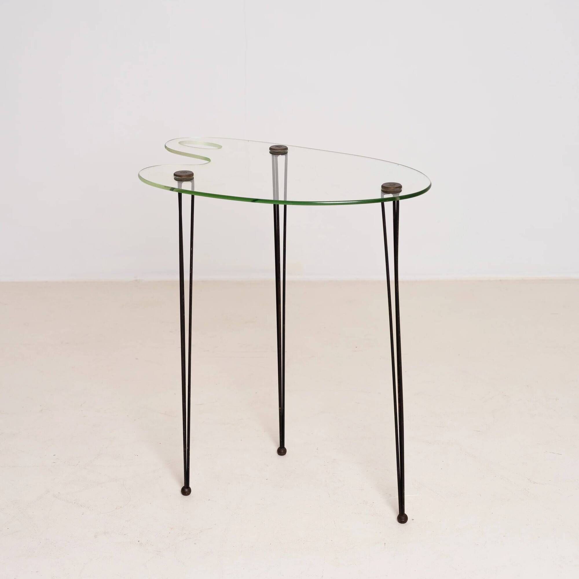 GLASS ARTIST'S PALETTE SIDE TABLE, CIRCA 1960S