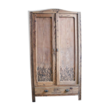 Armoire parisienne décor floral peint à la main