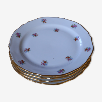 Set de 4 petites assiettes fleuries vintage en porcelaine francaise