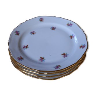 4 small vintage floral plates made of French porcelain