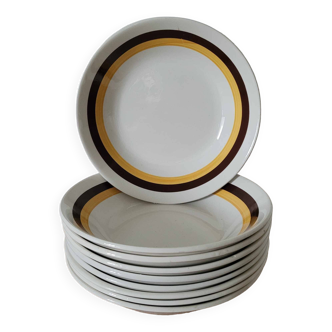 Lot de 9 assiettes creuses vintage 70