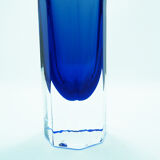 Lindshammar angular cobalt blue glass vase by Gunnar Ander, Sweden
