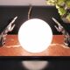 Lampe art déco marbre globe opaline et lévriers en régule, 1930
