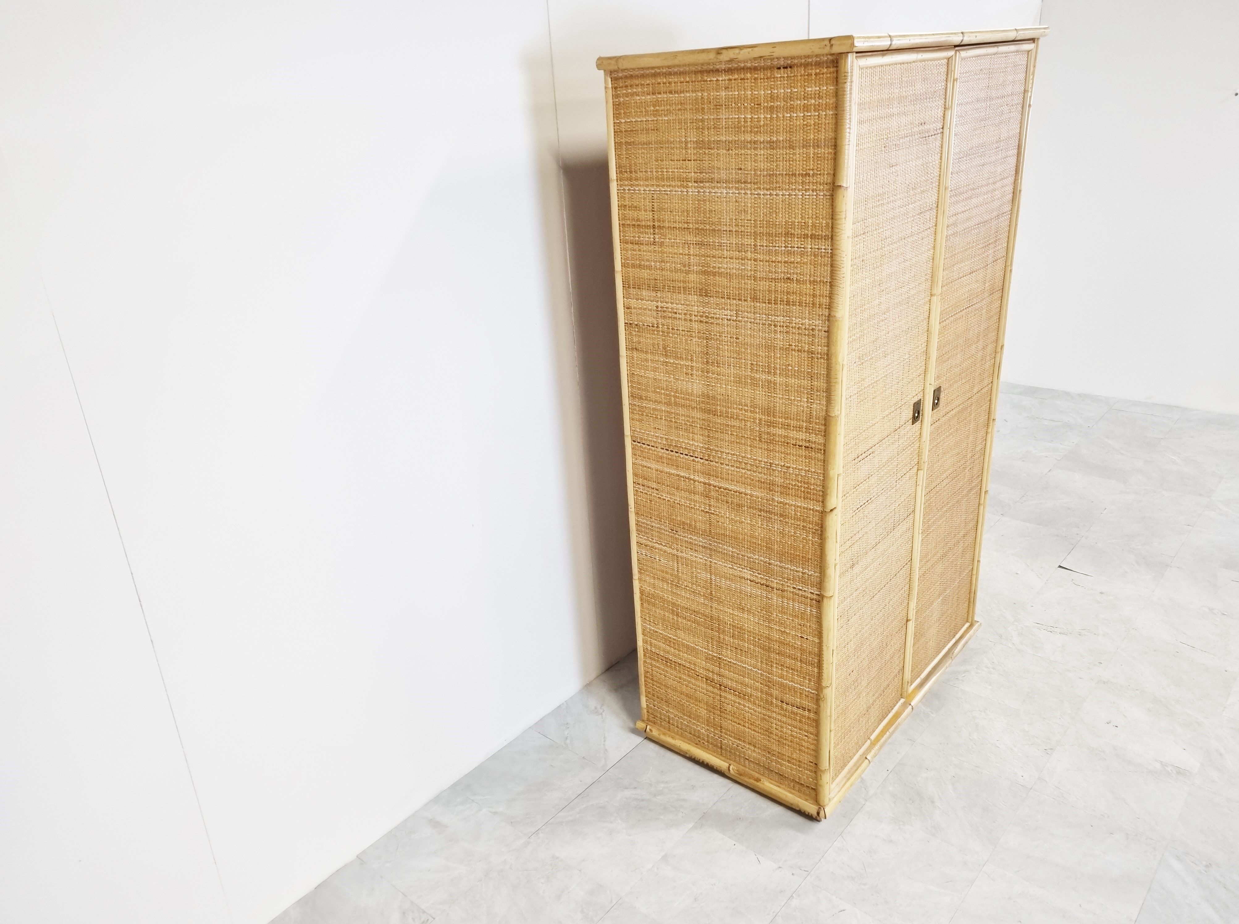 Rattan and bamboo wardrobe by Dal Vera, 1960s