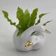 Vintage white and gold porcelain two swan planter
