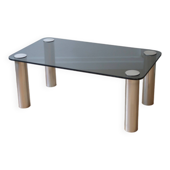 Chrome coffee table with smoked glass
