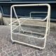 70s rolling trolley in glass and cream metal