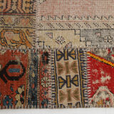 5x8 Handknotted Red Turkish Patchwork Rug, 242x173Cm