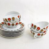 Set of 6 porcelain cups & saucers 1970'