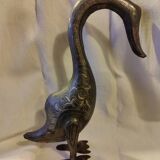 Damascened metal bird sculpture