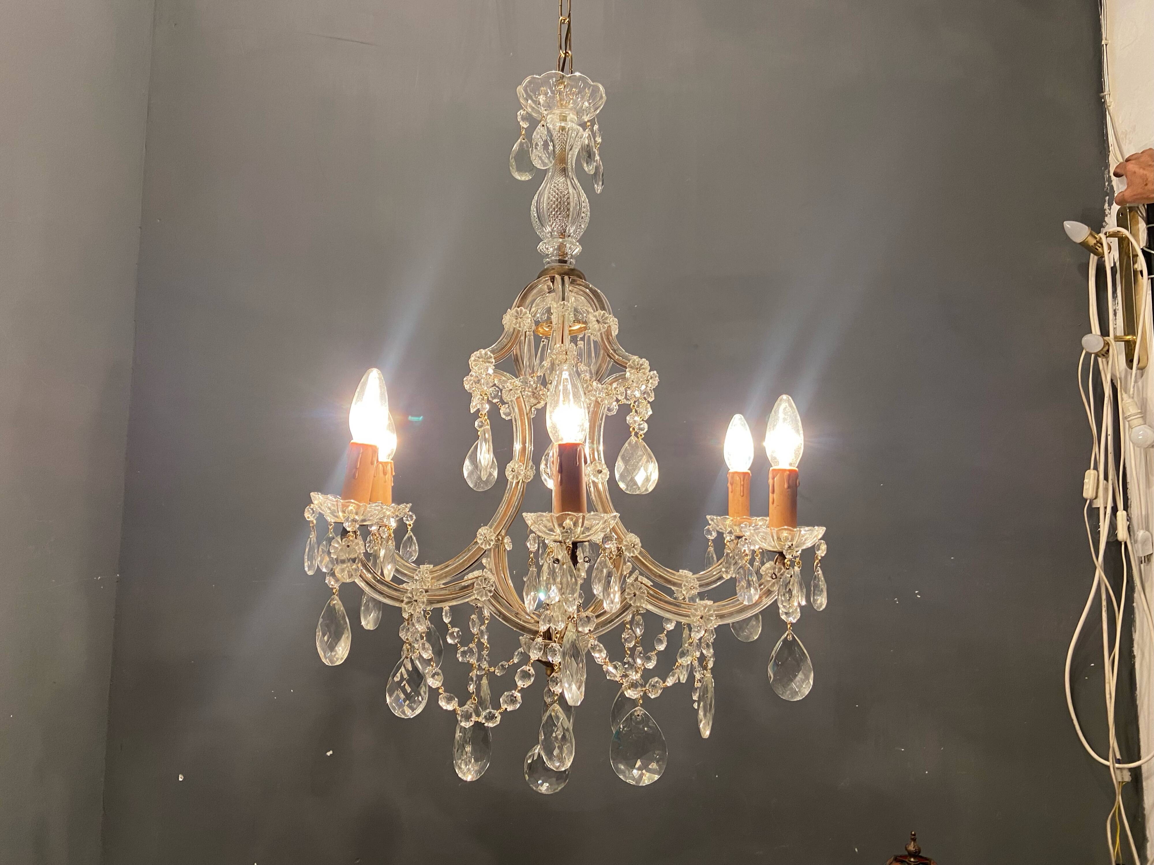 Lustre vintage en cristal 1950